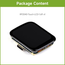 Waveshare RP2040 Microcontroller Development Board 1.69inch Touch LCD, Based on Raspberry Pi RP2040, Rounded Corners, Dual-core Arm Processor, 16MB Flash, Accelerometer and Gyroscope Sensor