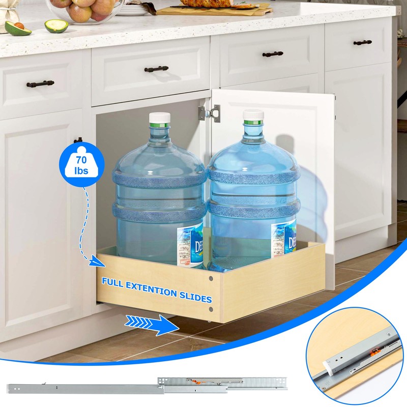 WelFurGeer Soft Close Pull Out Drawers for Cabinets, 14" W