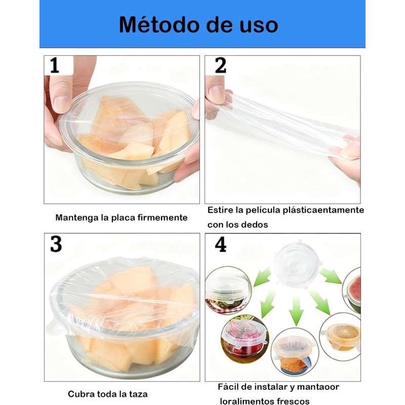 12 Piezas Tapas De Silicona Elásticas Reutilizables, 6 Redondas Y