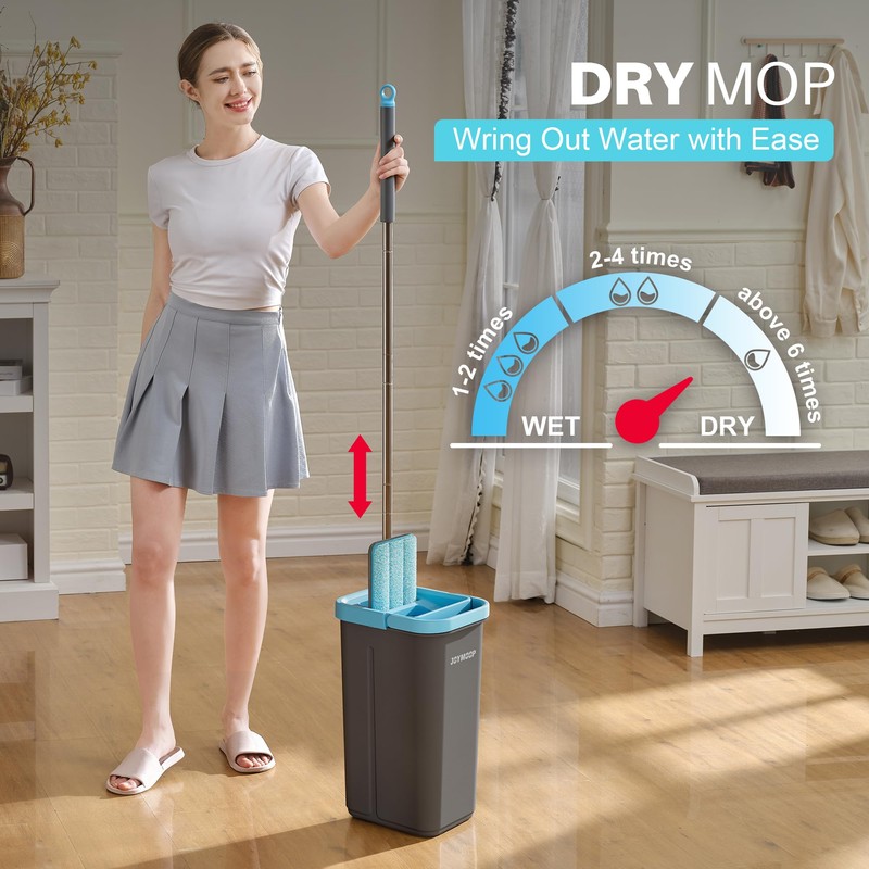 JOYMOOP Mop and Bucket Set with Wringer, with 3 Reusable