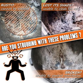 Feishiong 22-1/2-Inch One-Touch Cleaning System Kit for Weber Grill Parts,7444 Weber Grill Replacement Parts,Thicker, Sturdy,Heat Resistant, Easy to Install, Silver