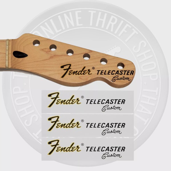 Unbranded Fender Tele Custom Waterslide Guitar Neck Headstock Decals (Set