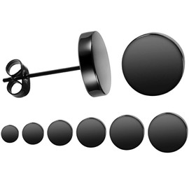 7 Pairs Black Earrings Surgical Steel Studs Hypoallergenic 316L Stainless Steel Stud for Men Women Contain 3,4,5,6,7,8,10 mm