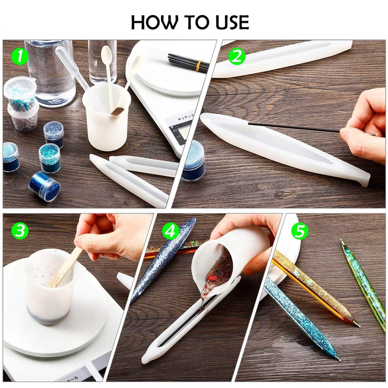 3Pcs Pen Resin Mold, Epoxy Resin Molds with 45Pcs Ink