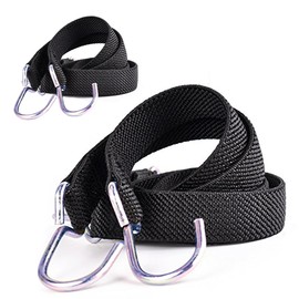 Marcobrothers 48 Inch Bungee Cord Black, Flat Heavy Duty Bungee Cord with Hook,Bungee stape (48 inch Black X 2)