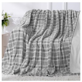 LunaHush Electric Blanket Heated Full Size-72" x 84" Heated Blanket with 8 Heat Levels & 10 Hours Auto Off, Fast Heating Sherpa Blankets with ETL & FCC Certification, Washable, Grey Plaid