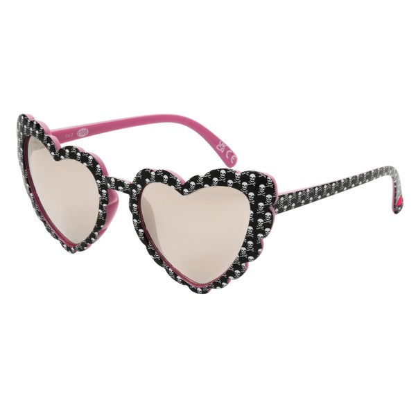 Betsey Johnson Women's Queen of Hearts Sunglasses, Black with Skull