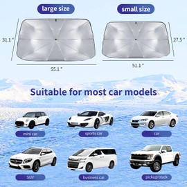 Car Windshield Sun Shade Umbrella Foldable Sun Visor Protect Car from UV Rays and Heat Sunshade Cover for Car Front Window, 51.1'' x 27.5 ''