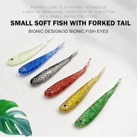 Selake Premium Soft Plastic Baits Tail-Wagging Set Specifically Designed for Trout, Perch&Bass, Suitable for Both Saltwater and Freshwater Fishing-Best Gift for Men (60PCSClippedSoftBait)