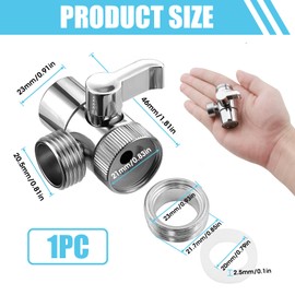 Brass Diverter Valve 3 Way Sink Faucet Splitter G1/2" Shower Tap Diverter Valve Adapter Bath Tap Connector Attachment Replacement Part for Kitchen Sink Faucet Bathroom