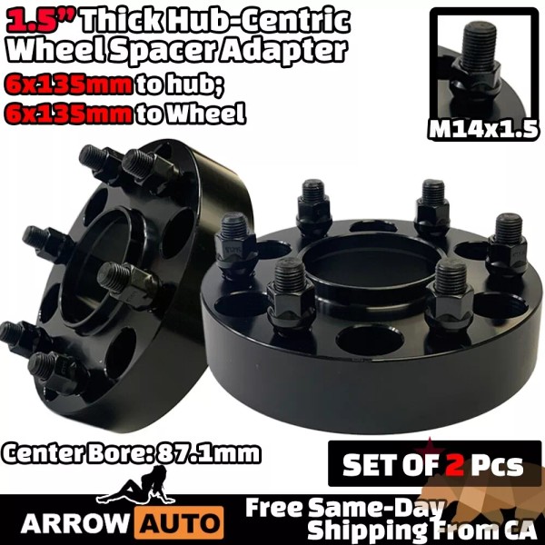 Arrow 2x 1.5" HubCentric Adapter Spacer Fit 2015-24 F150/Navigator