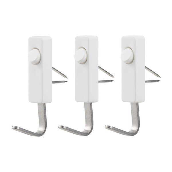 LEC H00406 Double Pin Hooks, Pack of 3, Load Capacity: 4.4 lbs (2 kg), White