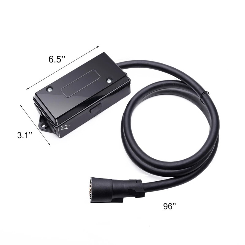 MICTUNING 8ft Trailer Cord with 7-Way Plug, Inline Junction Box