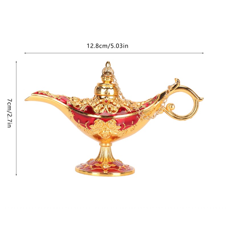 Zinc Alloy Retro Arabian Lamp Tabletop Exquisite Engraved Legend Wishing