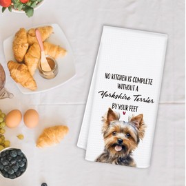 OSLYSOF Yorkshire Terrier Gifts Kitchen Towels, Yorkie Gifts for Yorkie Mom Lovers Women, Dog Tea Towels Dish Hand Towel, Funny Dog Kitchen Decor, 16x24 Inch