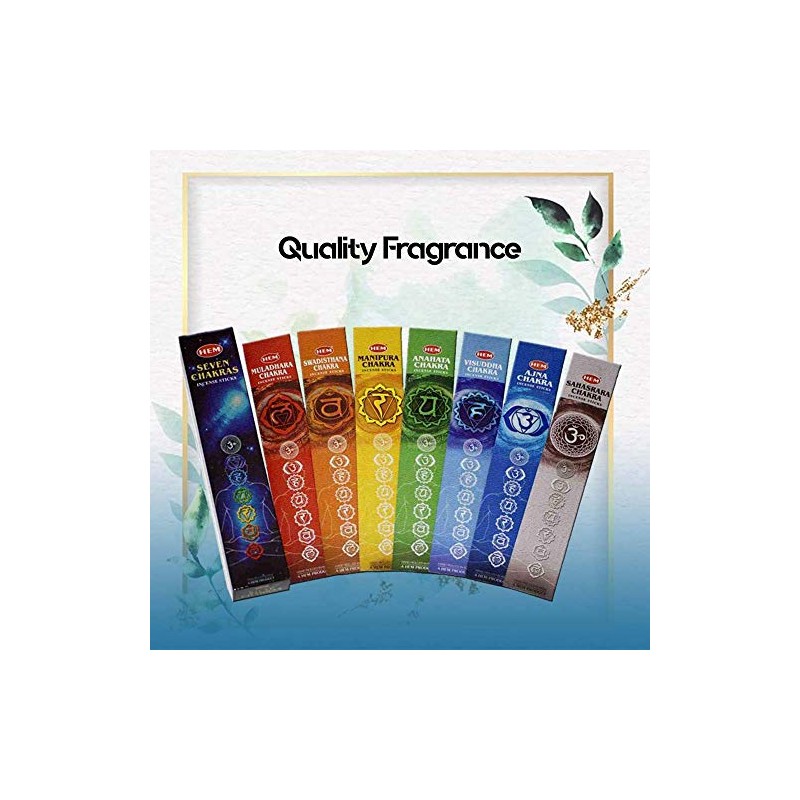 Hem Seven Chakra Pouch, 7 Packs of 35 Incense Sticks