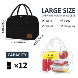 Aosbos Lunch Box for Women Lunch Bags for Adult Insulated Lunch Cooler Bag - Thermal Lunch Tote Lunch Boxes Reusable Meal Prep Containers Bag, Black