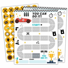 10 Racing Car Reward Chart with 216 Round Stickers, Incentive Behavior Chart for Kids at Home Classroom, Kids Routine Daily Chore Sticker Chart-A08