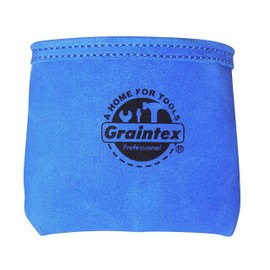 Graintex Nail/Screw Pouch with Clip Suede Leather, Universal Steel Clip for Belt, Riveted for Durability, for Constructors, Electricians, Plumbers, Handyman (Royal Blue)