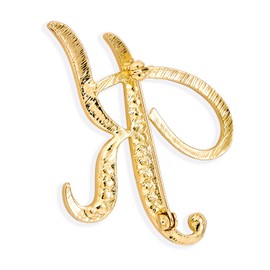 Bling Jewelry Large Statement ABC Pave Crystal Cursive Script Monogram Letters Alphabet Initial Scarf Lapel Pin Brooch for Teenager Women Rose Yellow Gold Plated, Glass, Other.