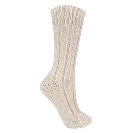 Sock Snob - 1 Pair Ladies Thin Lightweight Soft Cosy Warm Knitted 100% Pure Wool Bed Socks (4-7 uk, S198 Cream)