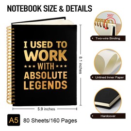 Msticey I Used to Work With Absolute Legends 160 Blank Pages Gold Foil Hardcover Spiral Notebook, Going Away Goodbye Gift for Coworker, Retirement Gift for Leader Manager, Leaving Farewell Gifts