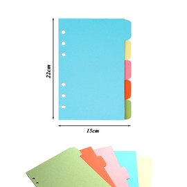 Vasemele Pack of 25 Dividers A5 6 Hole Folder Index Dividers Coloured Index Dividers A6 Dividers 6-Hole Index Dividers for Ring Binder