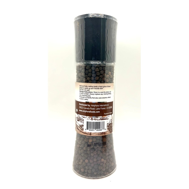 AMPHORA KOSHER BLACK PEPPERCORNS WITH GRINDER - 6.16 OZ (175