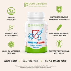 Pure Care Pro IMMUNOGUARD Daily Immune Defense & Support Herbal Antioxidant Formula Vegan 60ct