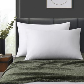 100% Cotton Zippered Pillow Cases Queen Size Set of 2, Super Soft & Breathable Pillow Protectors with Zipper, White Pillow Case Covers 20x30 Inches