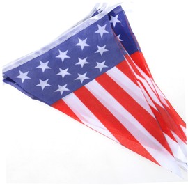 LABRIMP 3pcs Large American Flag Pennant Banner Patriotic Bunting for Wall Porch Bbq 4th July Celebration