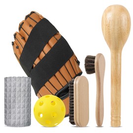 Baseball Glove Break in kit, One-Piece Structure Baseball Glove Mallet, Wrap Band, Horsehair Brushes, Microfiber Clothe, Shaping Ball, Softball Mitts Scrub Kit for Adult Youth Catchers