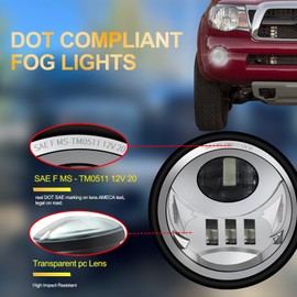 RoadandLord LED Fog Lights for Tacoma 2005-2011/ Tundra 2007-2013/ Solara 2004-2006/ Sequoia 2008-2015, Brighter Fog lights Driving Fog Lamp Fog Light Assembly - DOT Approved Assembly (Chrome)