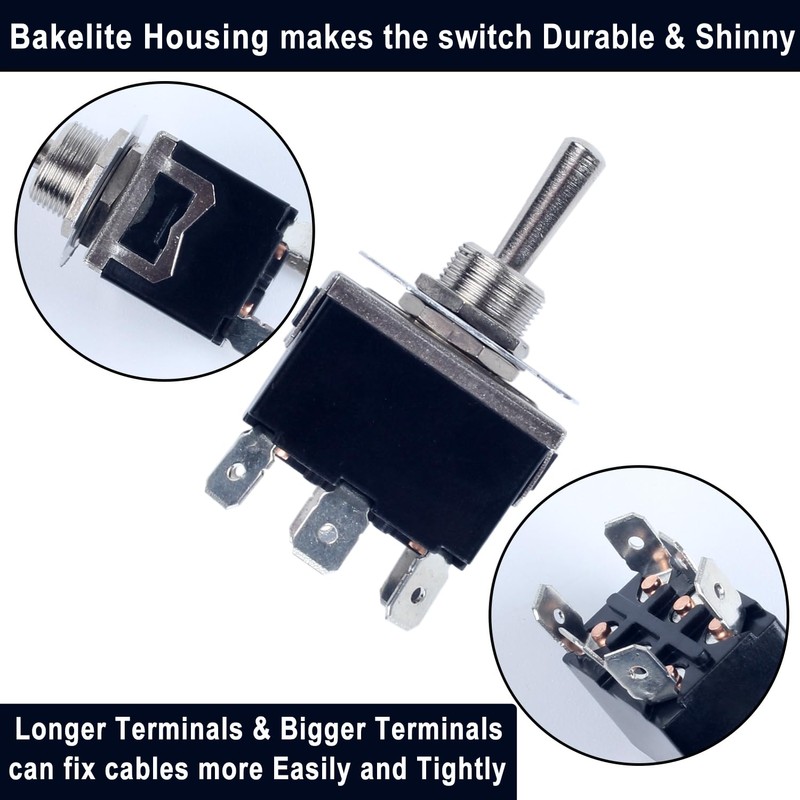 DWMD 2Pcs 30Amp 250V AC DPDT Latching Rocker Toggle Switch,