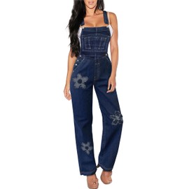 Womens Stretch Denim Overalls PVJ6041 DARKWASH M