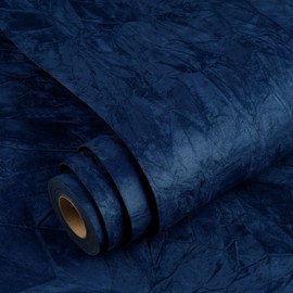 YENHOME 24"X393" Blue Velvet Wallpaper, Blue Velvet Peel and Stick Wallpaper, Blue Wallpaper Easy Peel Off Wallpaper Removable Textured Wallpaper, Self Adhesive Felt Fabric Velvet Flock Contact Paper