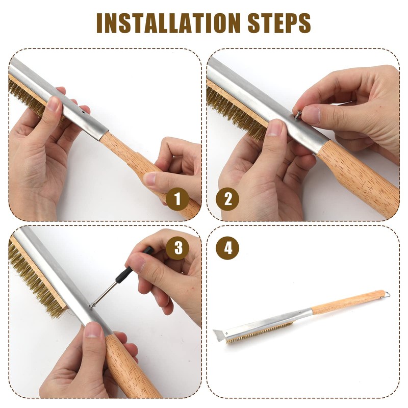 Pizza Oven Brush with Scraper Long Handle 55.5cm / 21.9inch