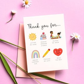 Thank You For Teacher's Card, Thank You Card, Perfect for Teachers and Teaching Assistants, End of Year Teachers Cards and Gifts