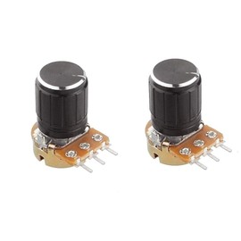 CenryKay 20 PCS B10K 10K 3Pin Ohm Knurled Shaft Linear Rotary Taper Potentiometer+20 PCS Black Plastic Knob (WH148) Kit