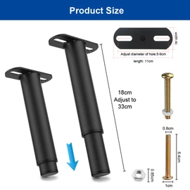 Bed Support, Height-Adjustable Feet, 18-33 cm Table Legs, Adjustable, Load Capacity up to 800 kg, Black Furniture Feet, Metal, Robust Furniture Legs, Bed Feet, Stand Feet for Bed Frame, Sofa, Couch,