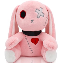 Ponjauk Goth Bunny Plush Rabbit Stuffed Animal Horror Plushies Easter Stuffed Animal Creepy Spooky Bunny Stuffed Animal Crazy Rabbit Plushie Toy