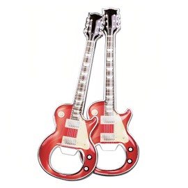 LanHong 2 Piece/Set Bottle Opener Beer Guitar Shaped Bottle Opener Guitar Gift Kitchen Gadgets for Drinkers Music Guitar Lover (Red)