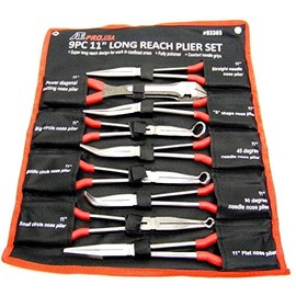 9 pc 11" Long Nose Plier Set Long Reach Circle Bent Needle Nose Diagonal Cutter