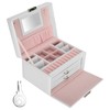 Three Layer Jewelry Storage Box PU Leather Necklace Rings Earrings