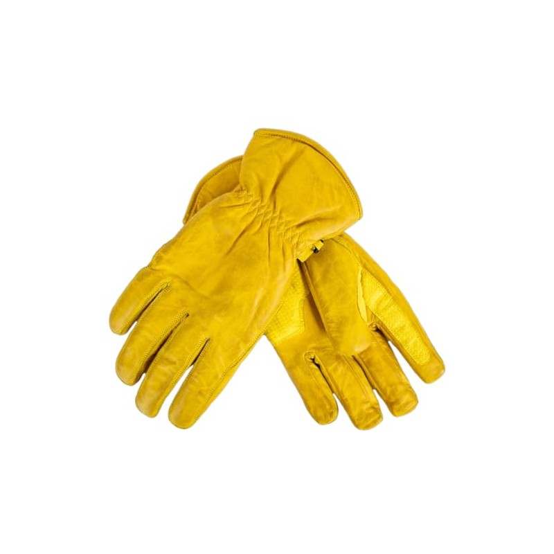 MDM Motorcycle Chopper Biker Leather Gloves (Yellow, L)