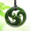 Nephrite Jade Stylized Maori Closed Triple Koru Spiral Harmony Necklace