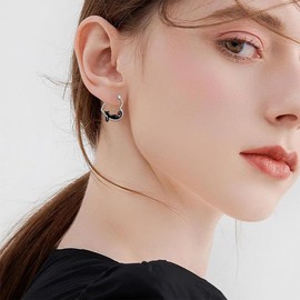 KUMSODE Cat Earrings Women's Cute Animal 925 Sterling Silver Hoop Earring Hypoallergenic S925 Jewellery Gift for Women Girls, silver