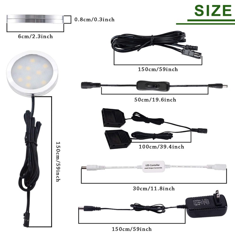 AIBOO Kitchen Under Cabinet Lighting LED 12Vdc 8 Pack Black