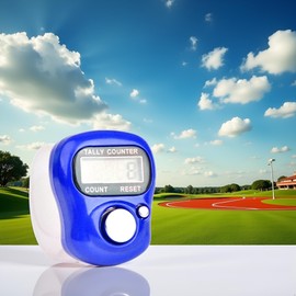 Zhuluck Blue Electronic Finger Counter, Handheld LED Digital Row Counter with Ring for Golf, Hand Tally Counter for Hair Care Users, Track and Field Lap Counters Unisex