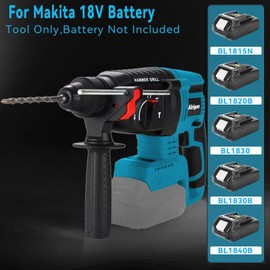 Cordless Rotary Hammer Drill Compatible with Makita 18v Battery, Brushless SDS 2.6 Joules Rotary Hammer Drill for Concrete Home Use and Professional Construction Work(Battery not included)